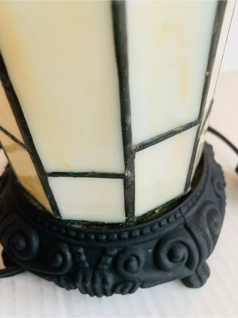 Tiffany Style Stained Glass Cylinder Table Lamp Geometric Pattern 8